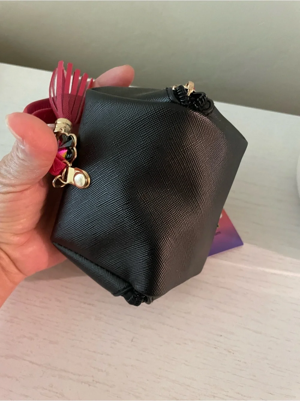 Pink Tassel Wristlet Clutch - Cute Printed Mini Bag